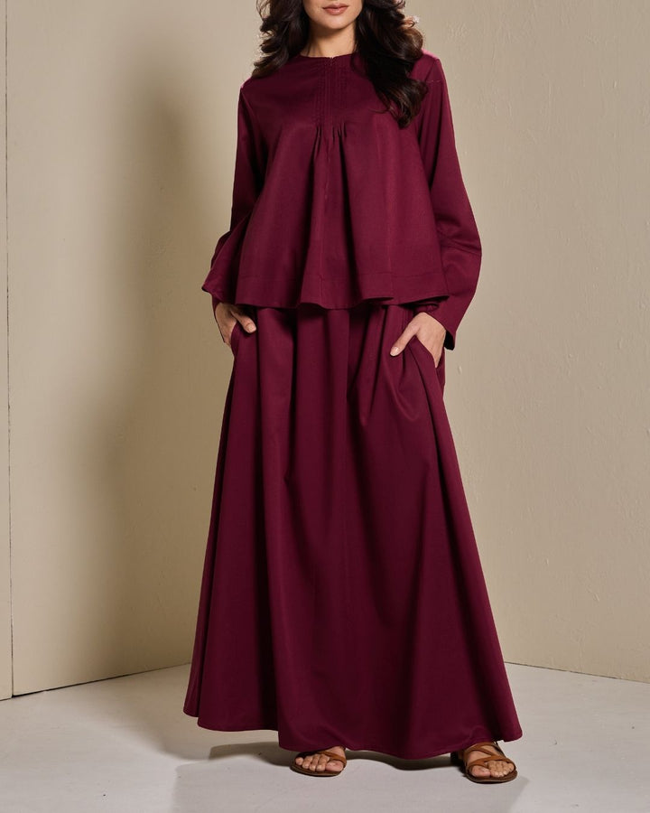 PO:Maya Skirt Set in Burgundy
