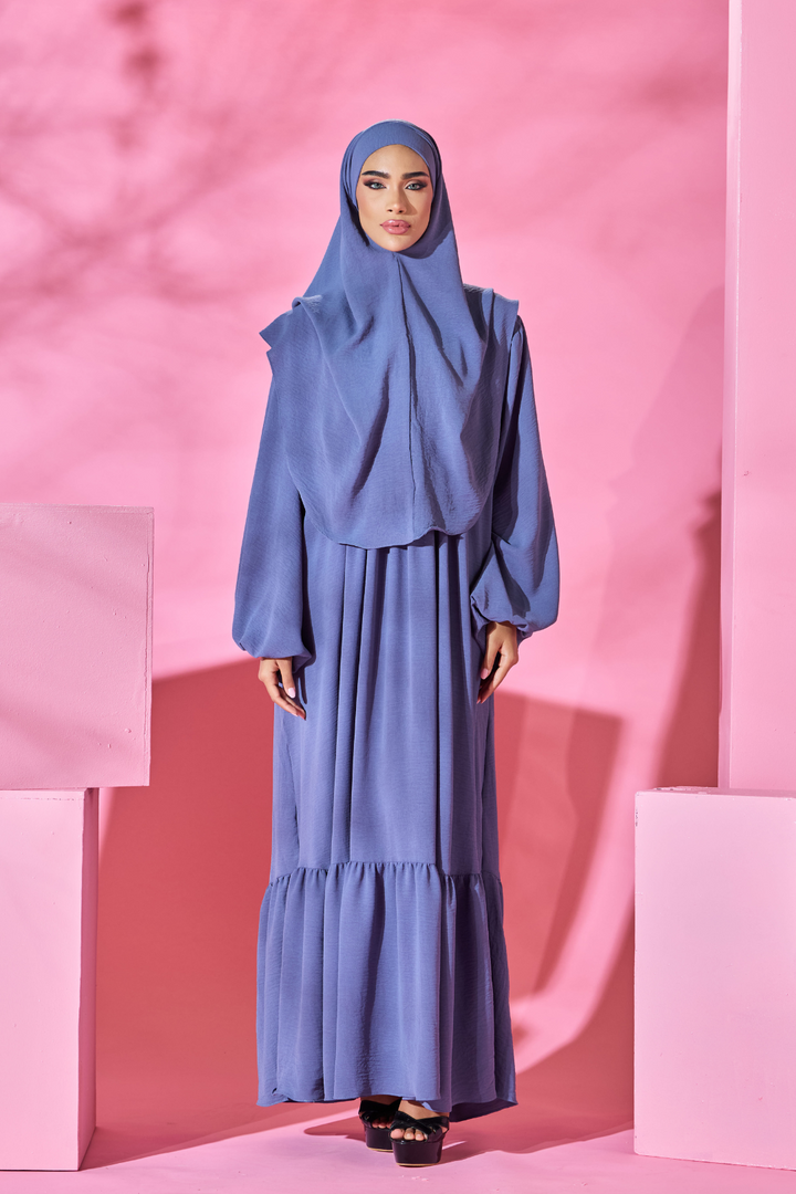 Saufa Babydoll Tiered Dress in Periwinkle Blue