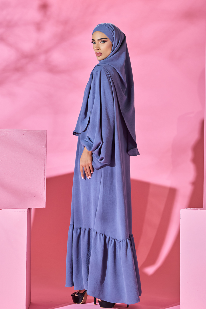 Saufa Babydoll Tiered Dress in Periwinkle Blue