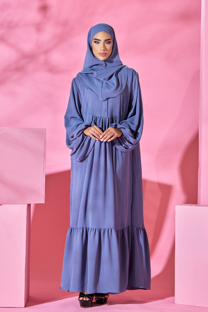 Saufa Babydoll Tiered Dress in Periwinkle Blue