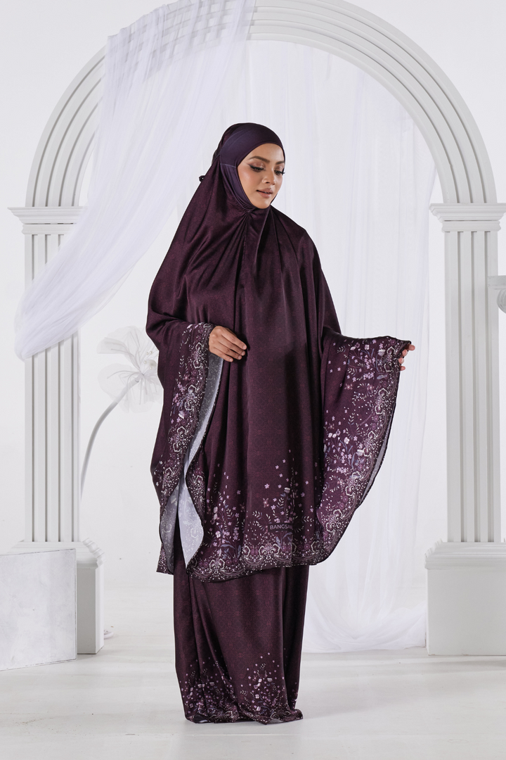 Telekung Bangsawan in Dark Purple