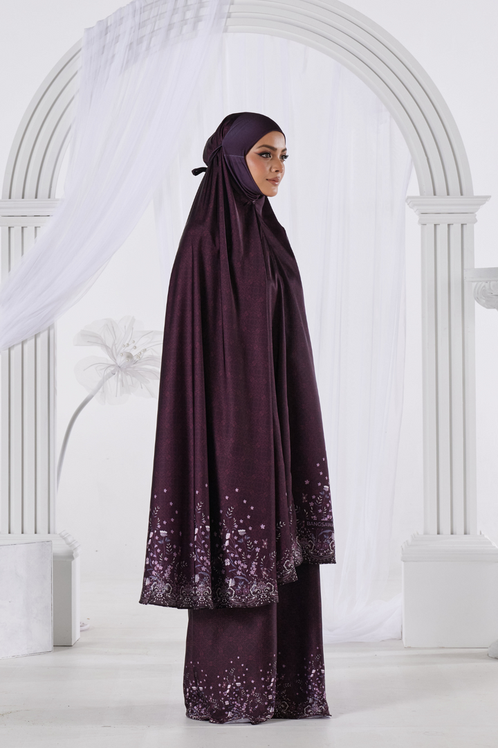 Telekung Bangsawan in Dark Purple