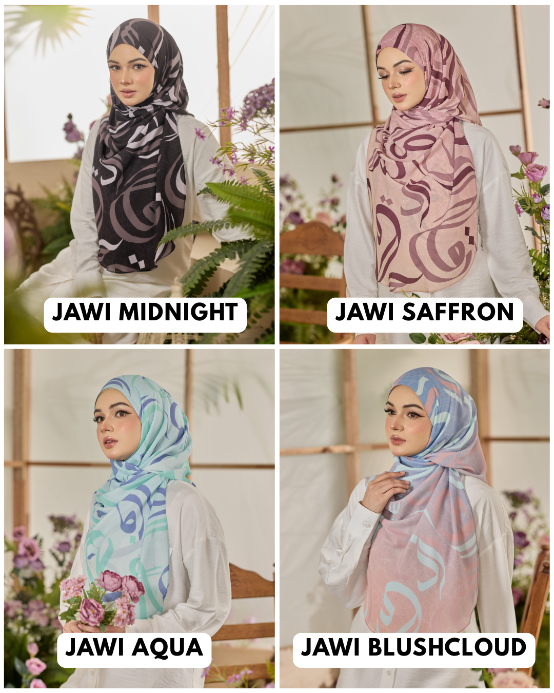 Printed Leya Curved Tie Back Korean Chiffon Shawl