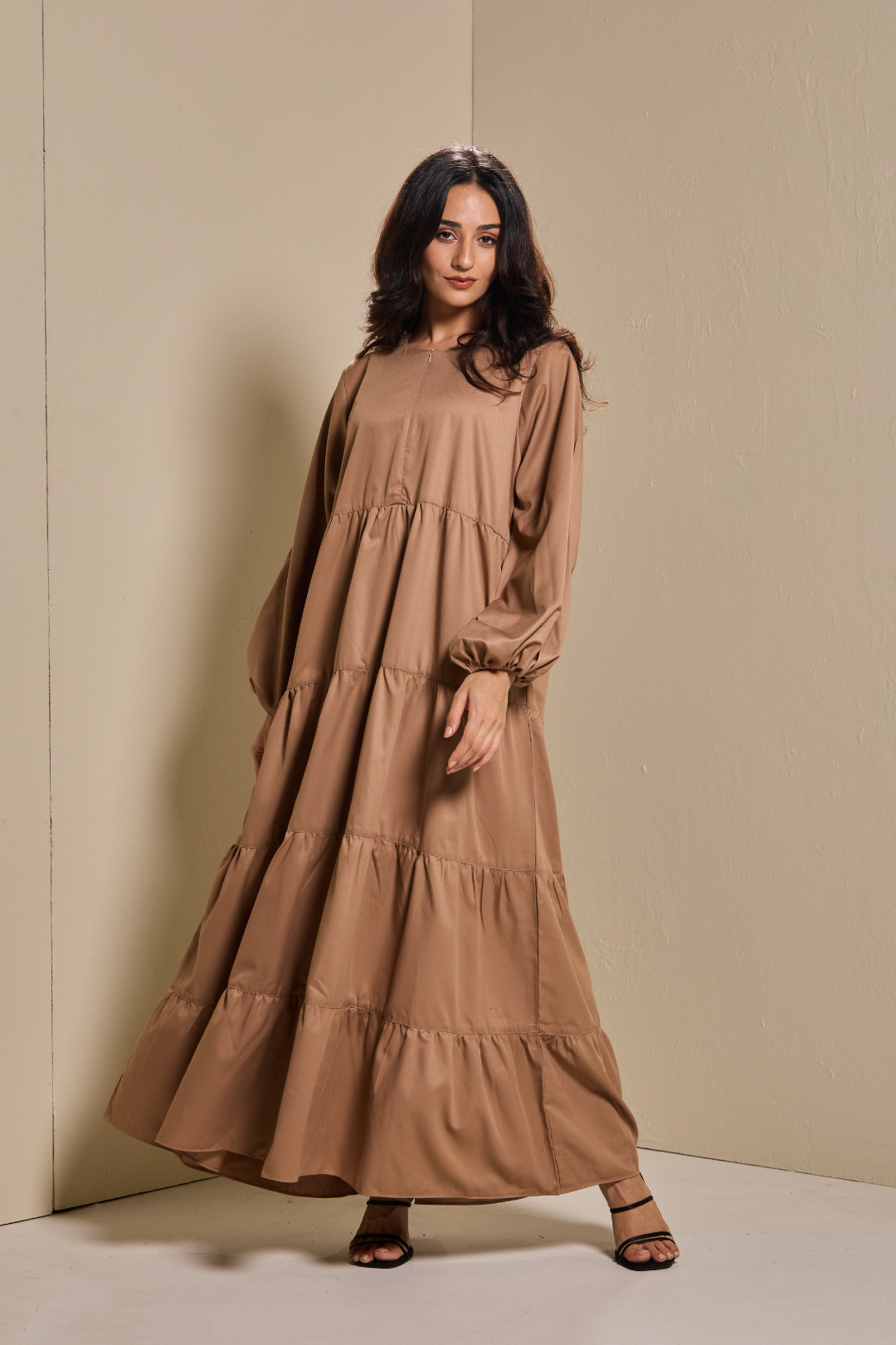Lucy Tiered Dress in Sand
