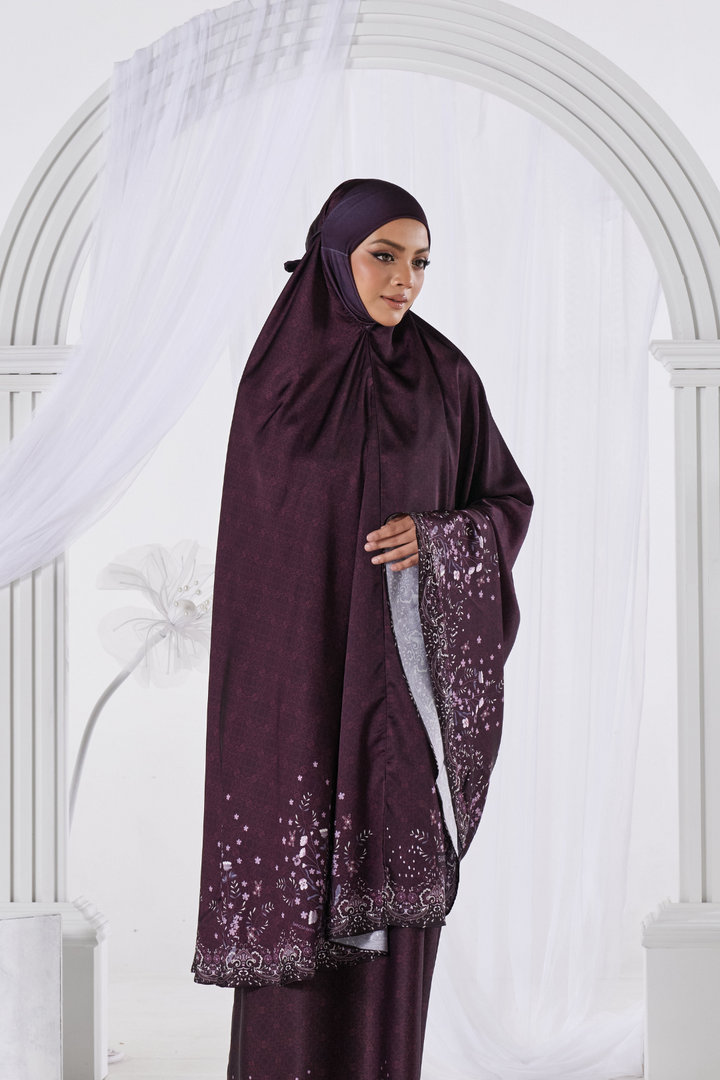 Telekung Bangsawan in Dark Purple