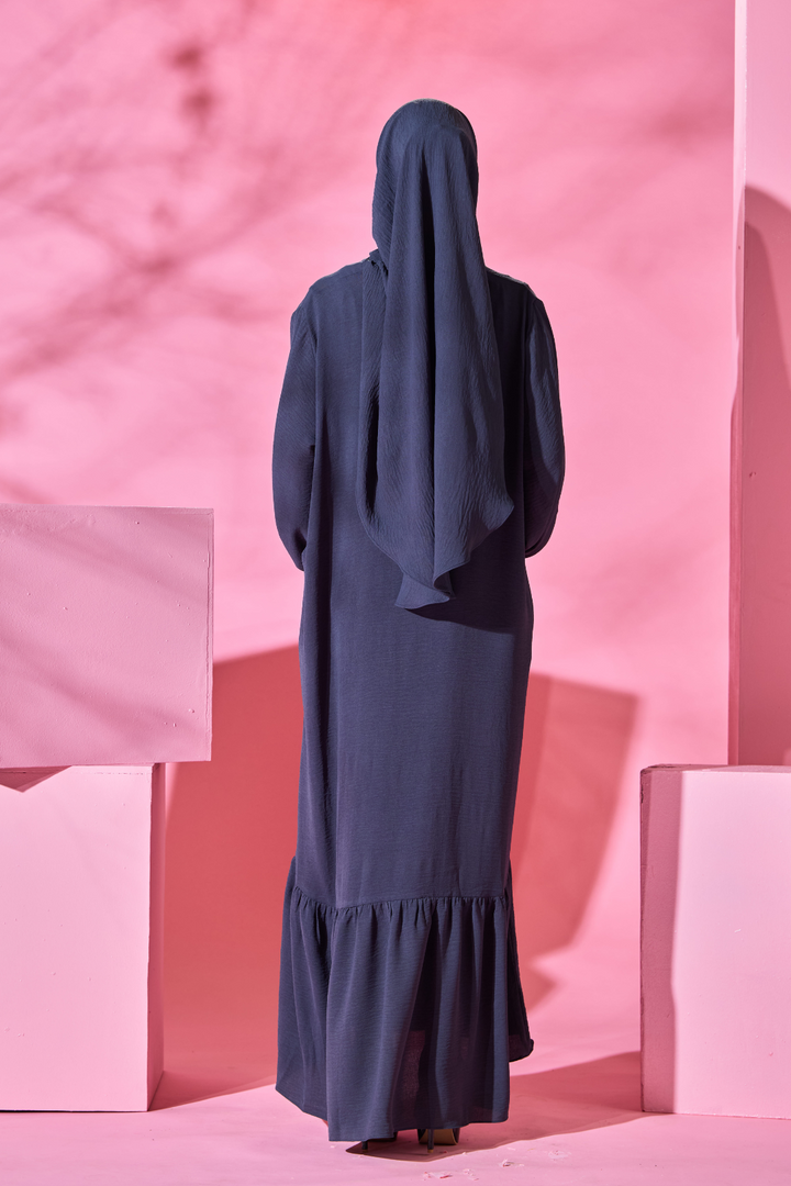 Saufa Babydoll Tiered Dress in Navy Ash