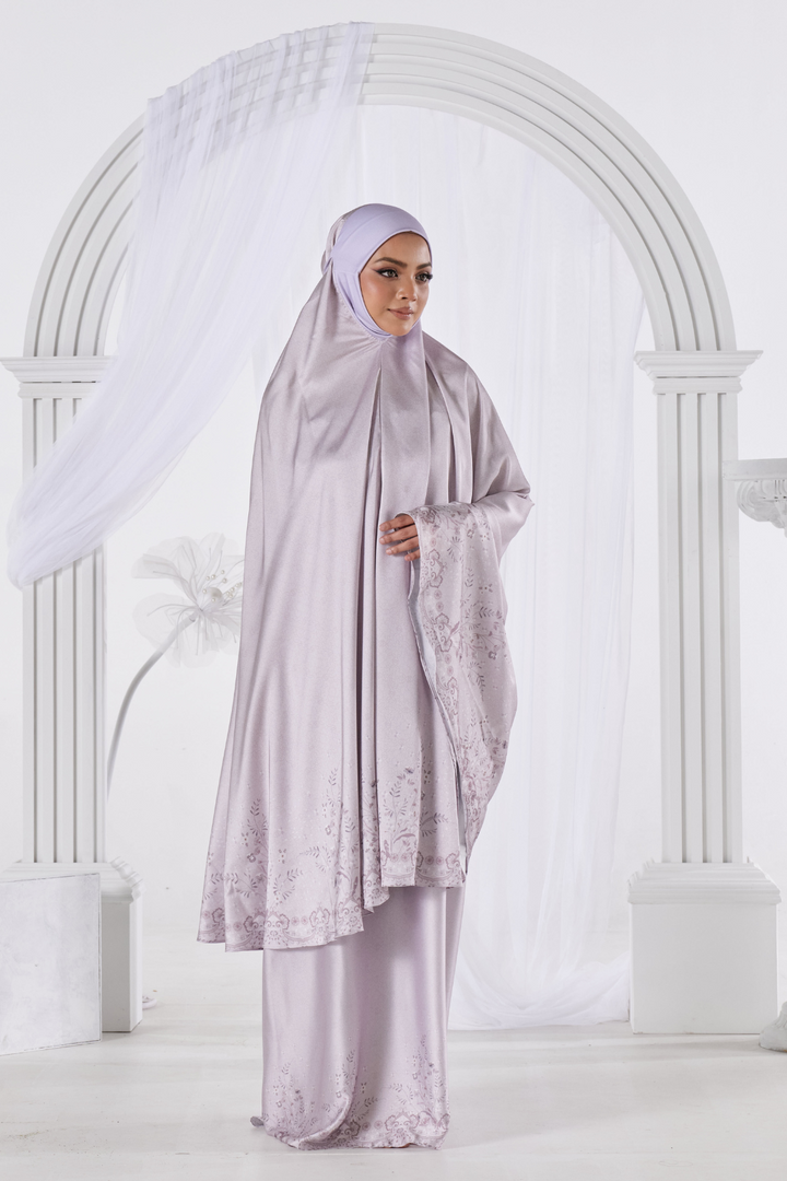Telekung Bangsawan in Soft Lilac