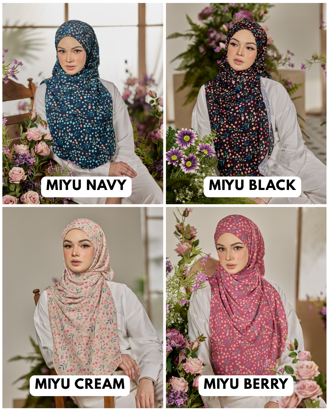 Printed Leya Curved Tie Back Korean Chiffon Shawl