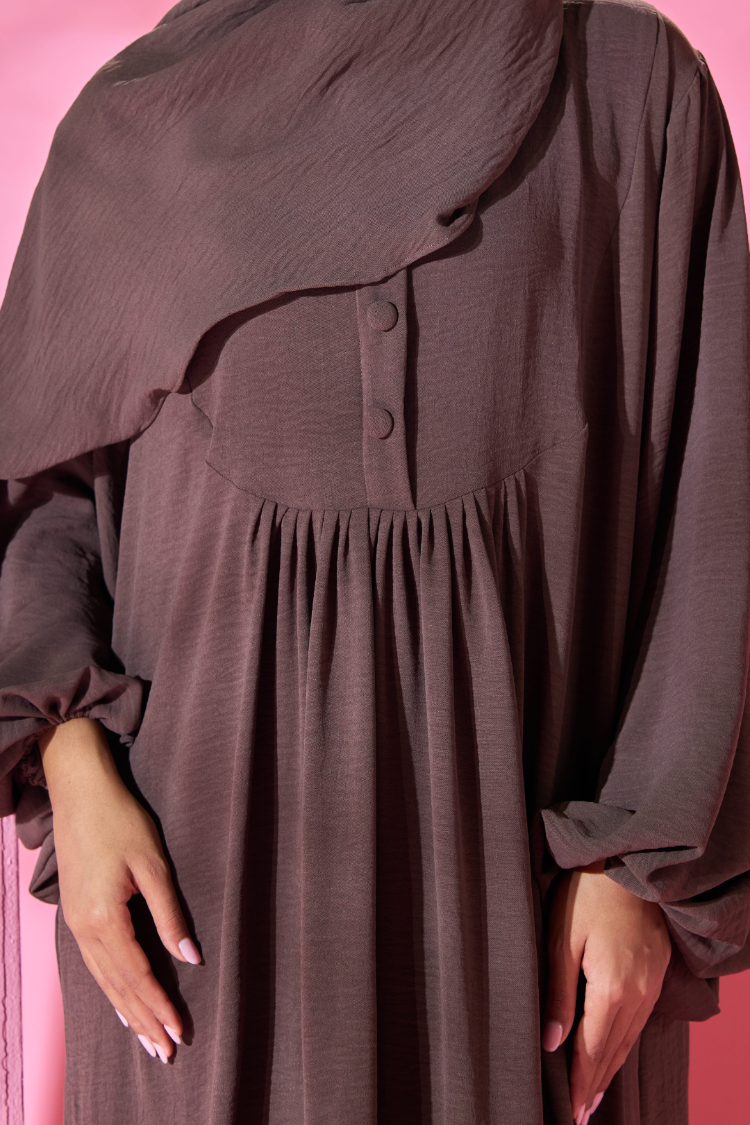 Saufa Babydoll Tiered Dress in Chocolate