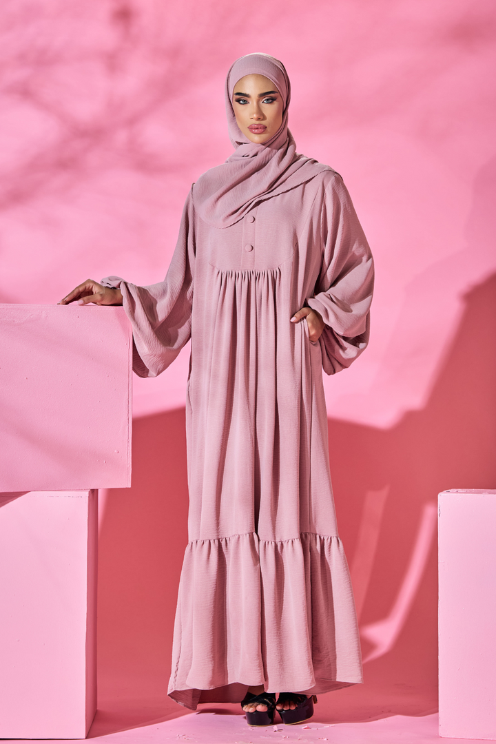 Saufa Babydoll Tiered Dress in Soft Pink