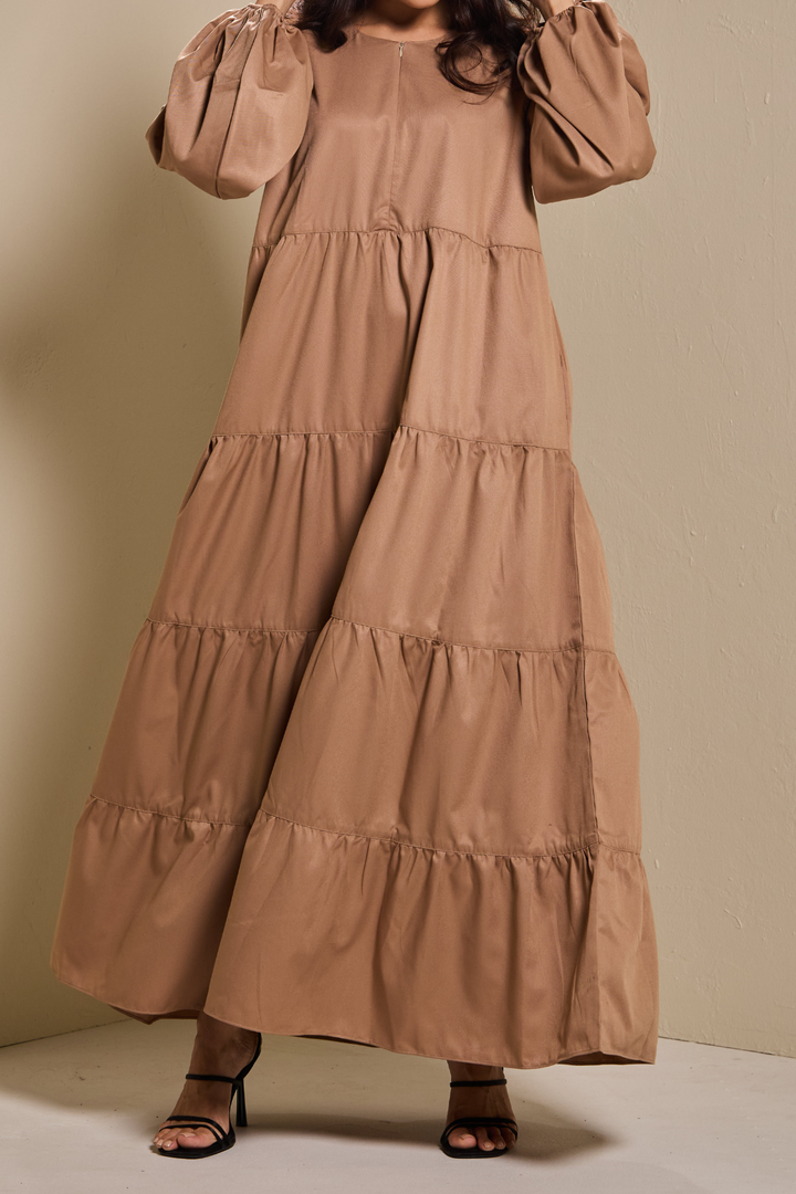 Lucy Tiered Dress in Sand