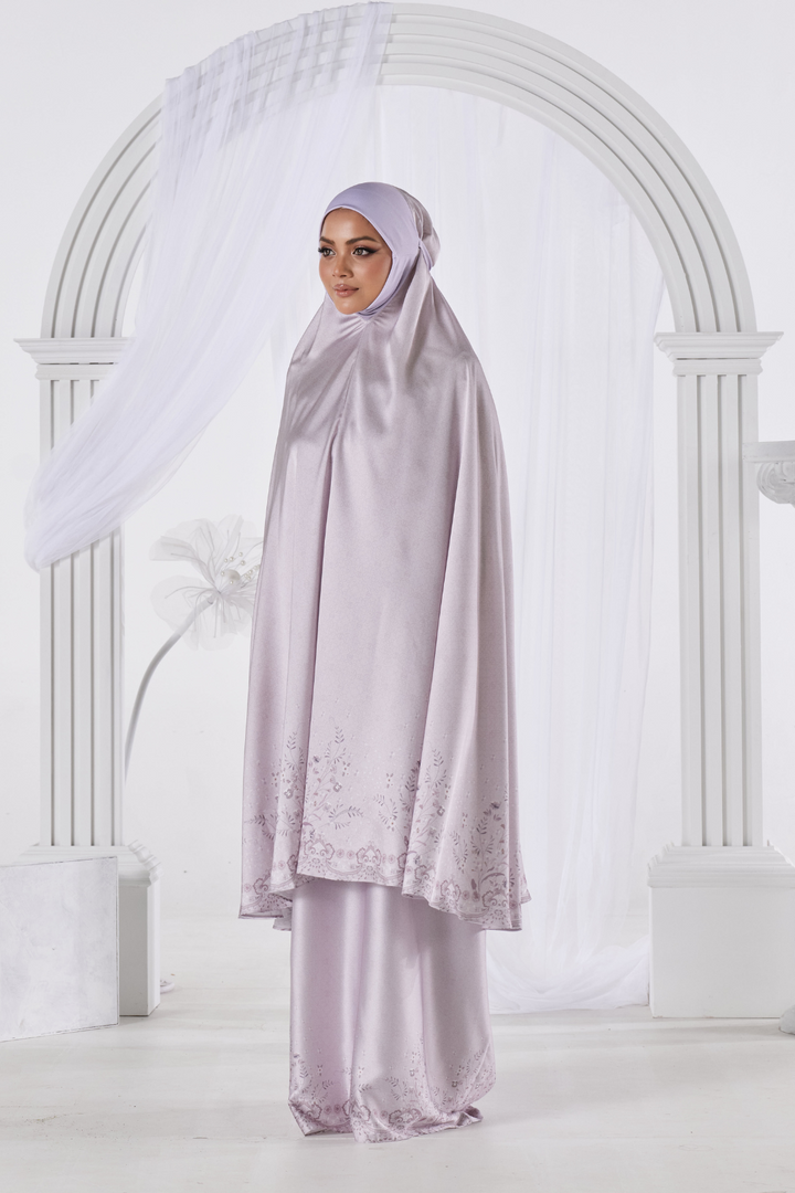 Telekung Bangsawan in Soft Lilac