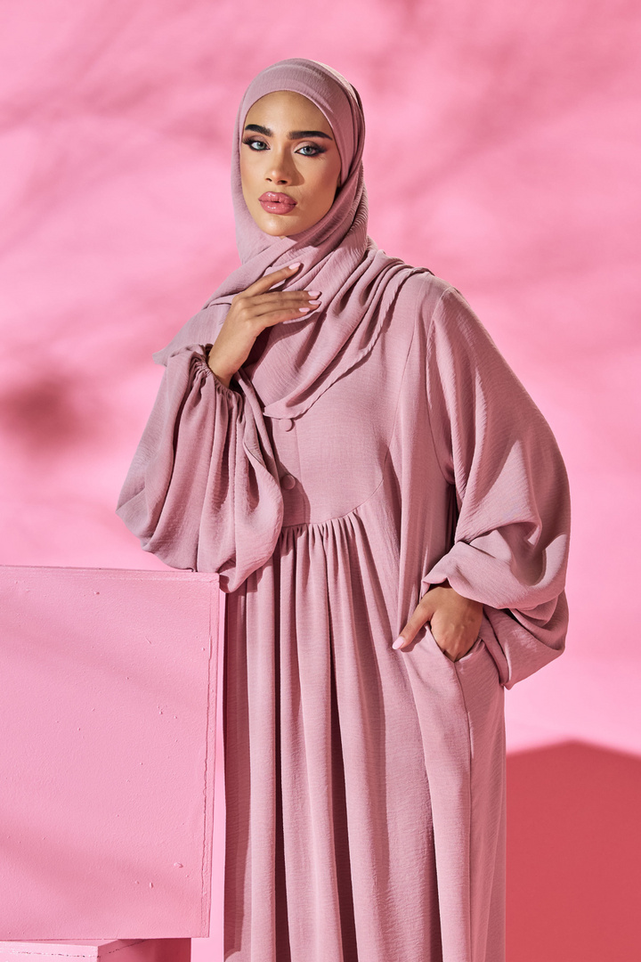 Saufa Babydoll Tiered Dress in Soft Pink