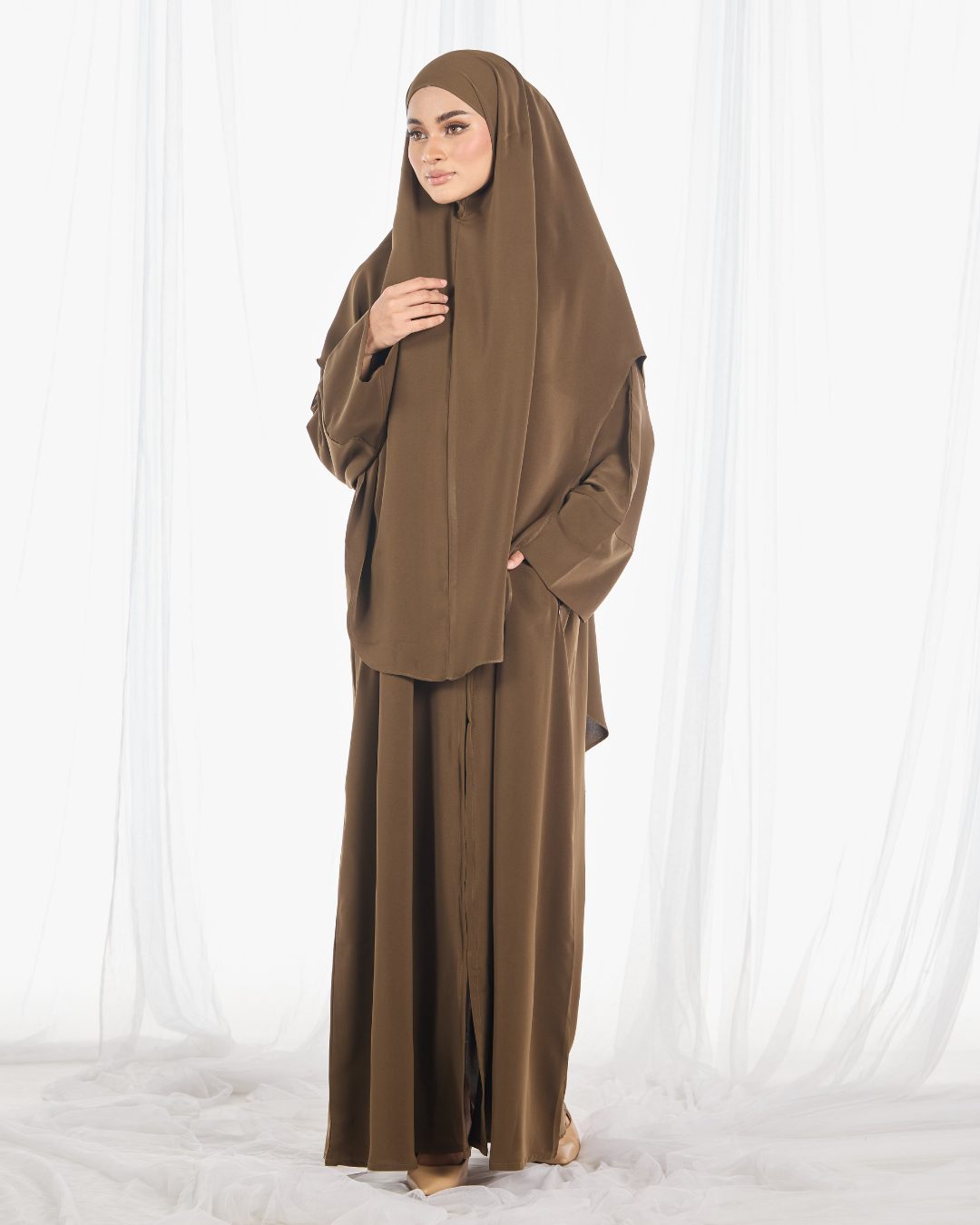 PO: Safa Khimar Umrah Set in Olive