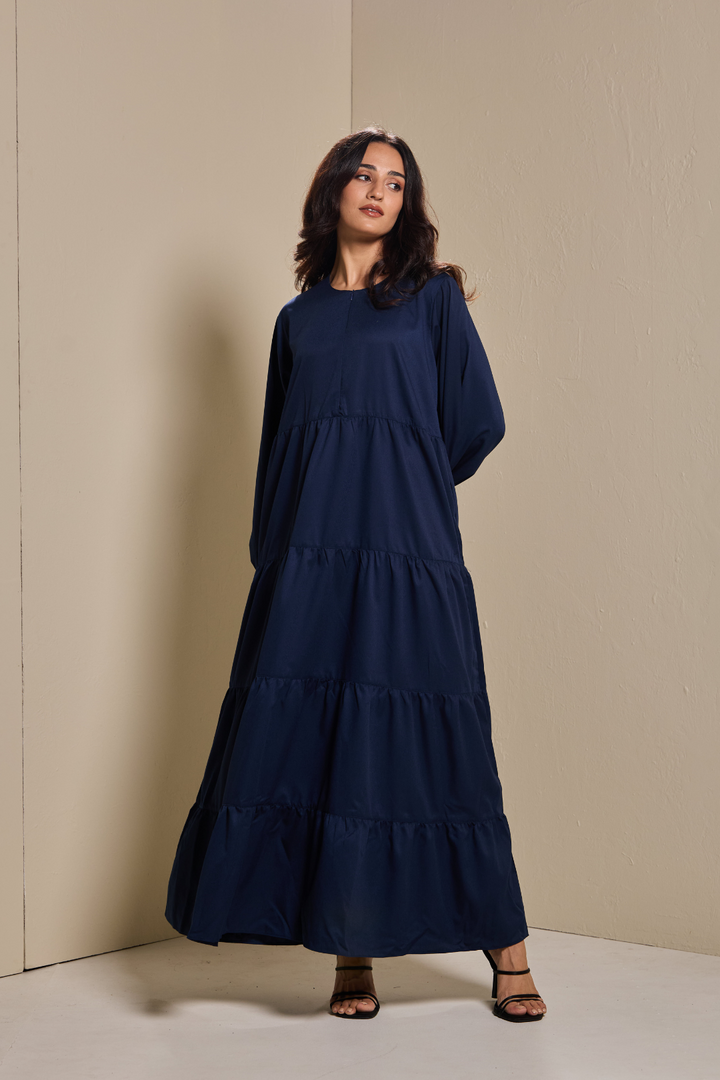 Lucy Tiered Dress in Navy