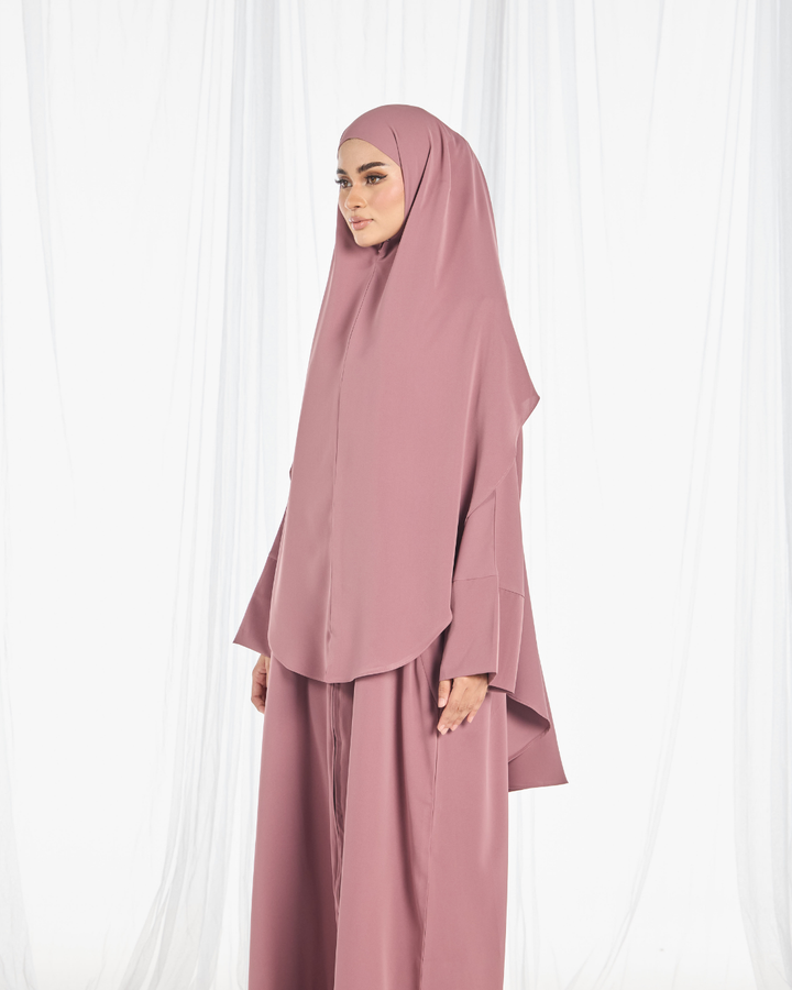 PO: Safa Khimar Umrah Set in Dusty Rose