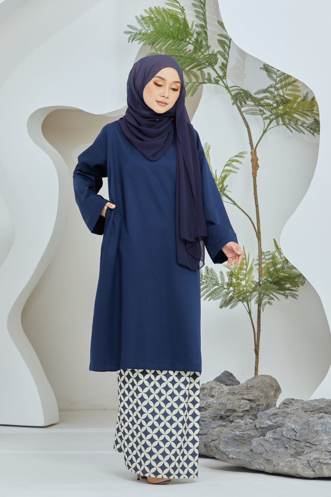 Camelia Baju Kurung in Navy Blue