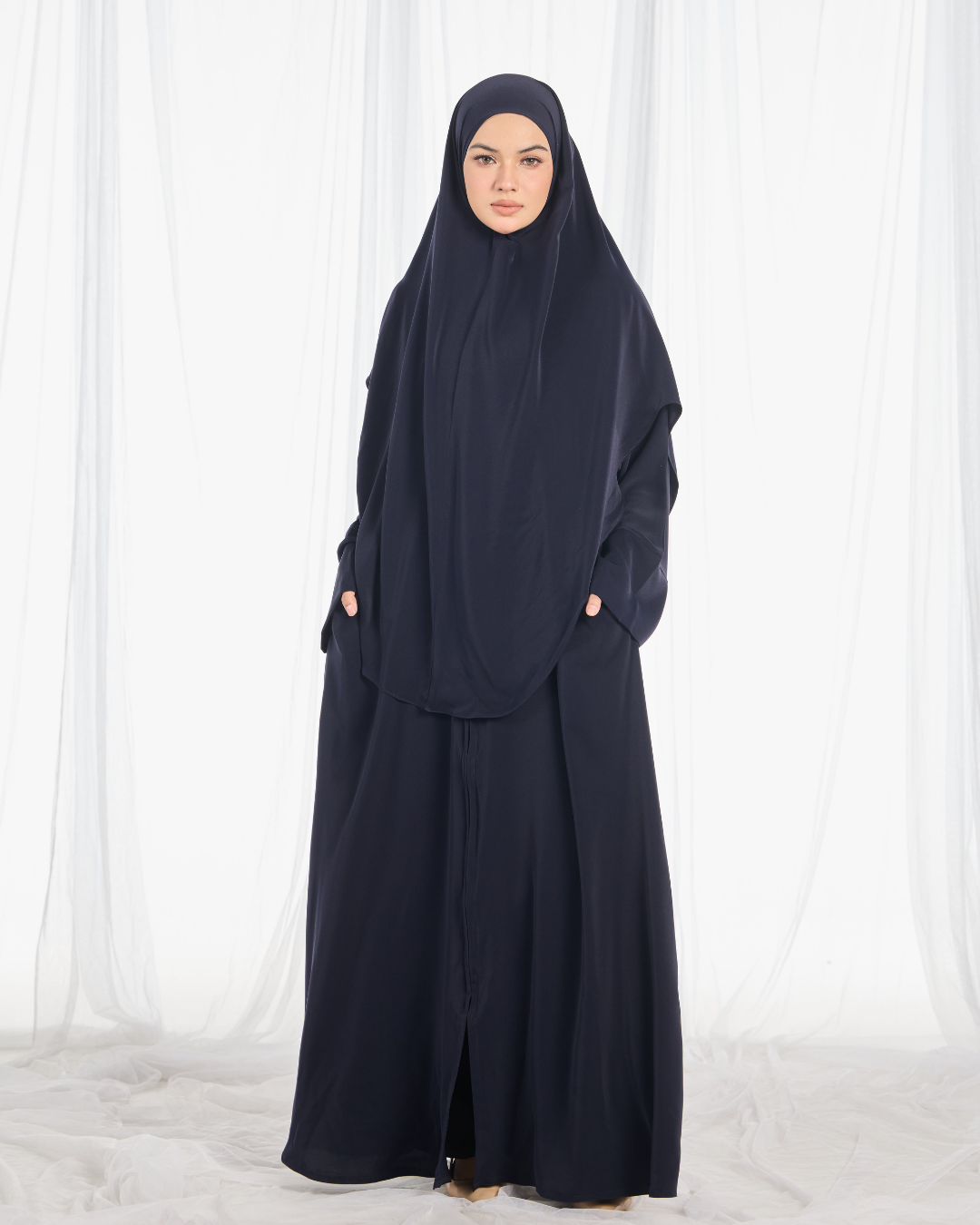 PO: Safa Khimar Umrah Set in Navy