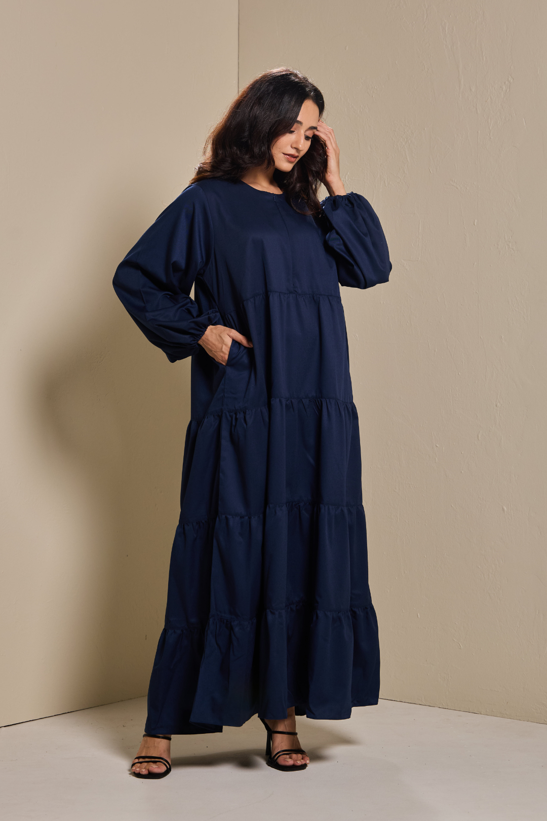 Lucy Tiered Dress in Navy