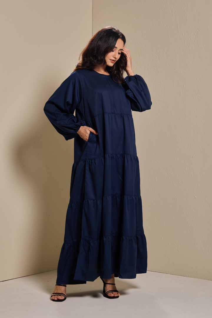 Lucy Tiered Dress in Navy