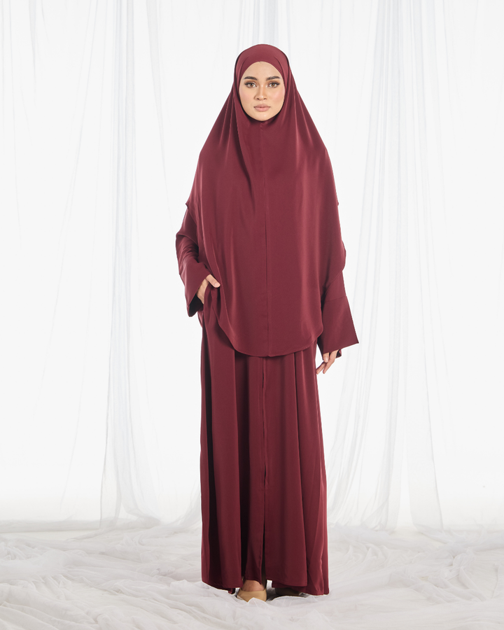 PO: Safa Khimar Umrah Set in Maroon