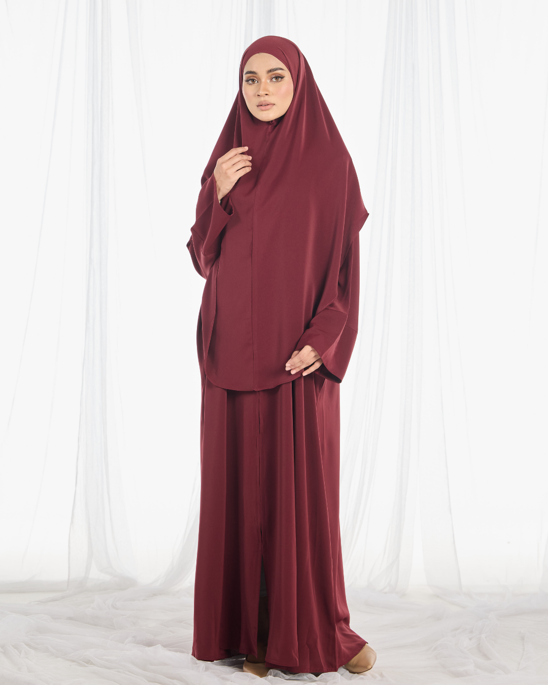 PO: Safa Khimar Umrah Set in Maroon