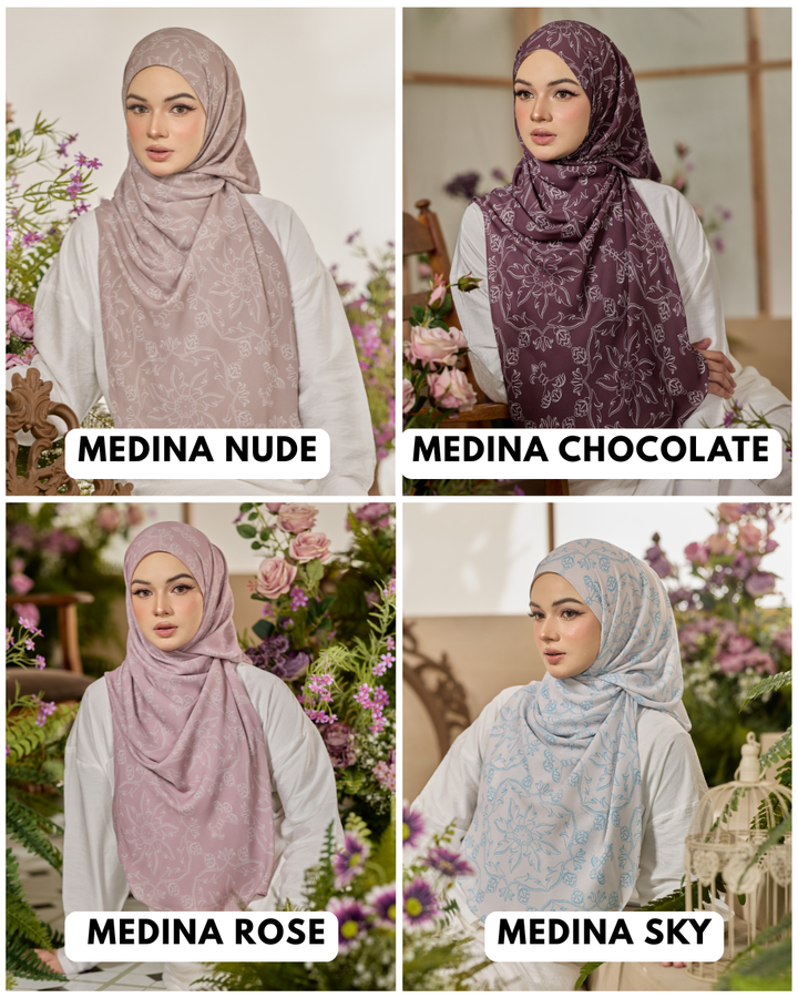 Printed Leya Curved Tie Back Korean Chiffon Shawl