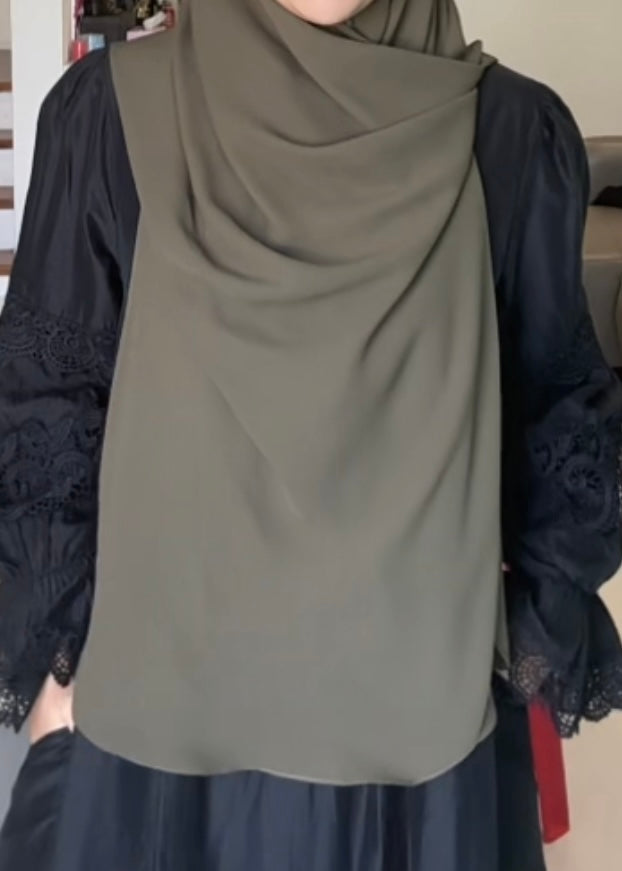 Leya Curved Tie Back Korean Chiffon Shawl