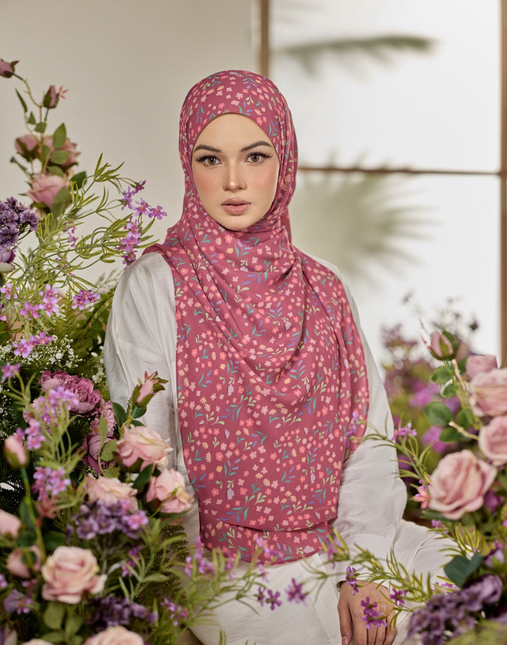 Printed Leya Curved Tie Back Korean Chiffon Shawl