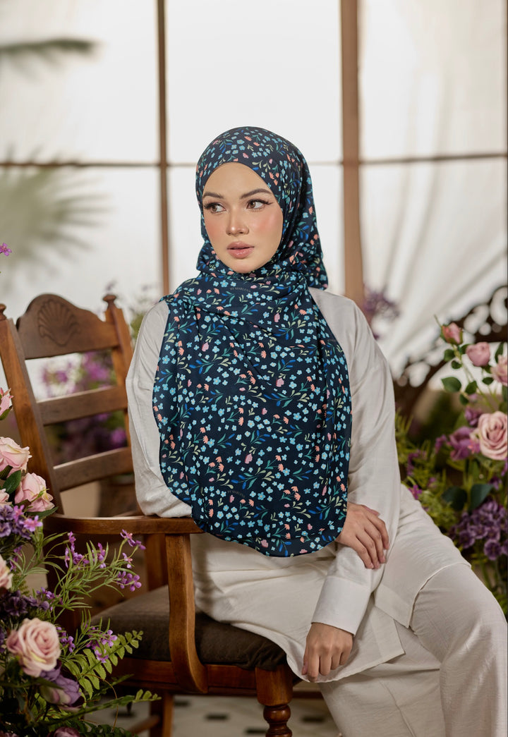 Printed Leya Curved Tie Back Korean Chiffon Shawl