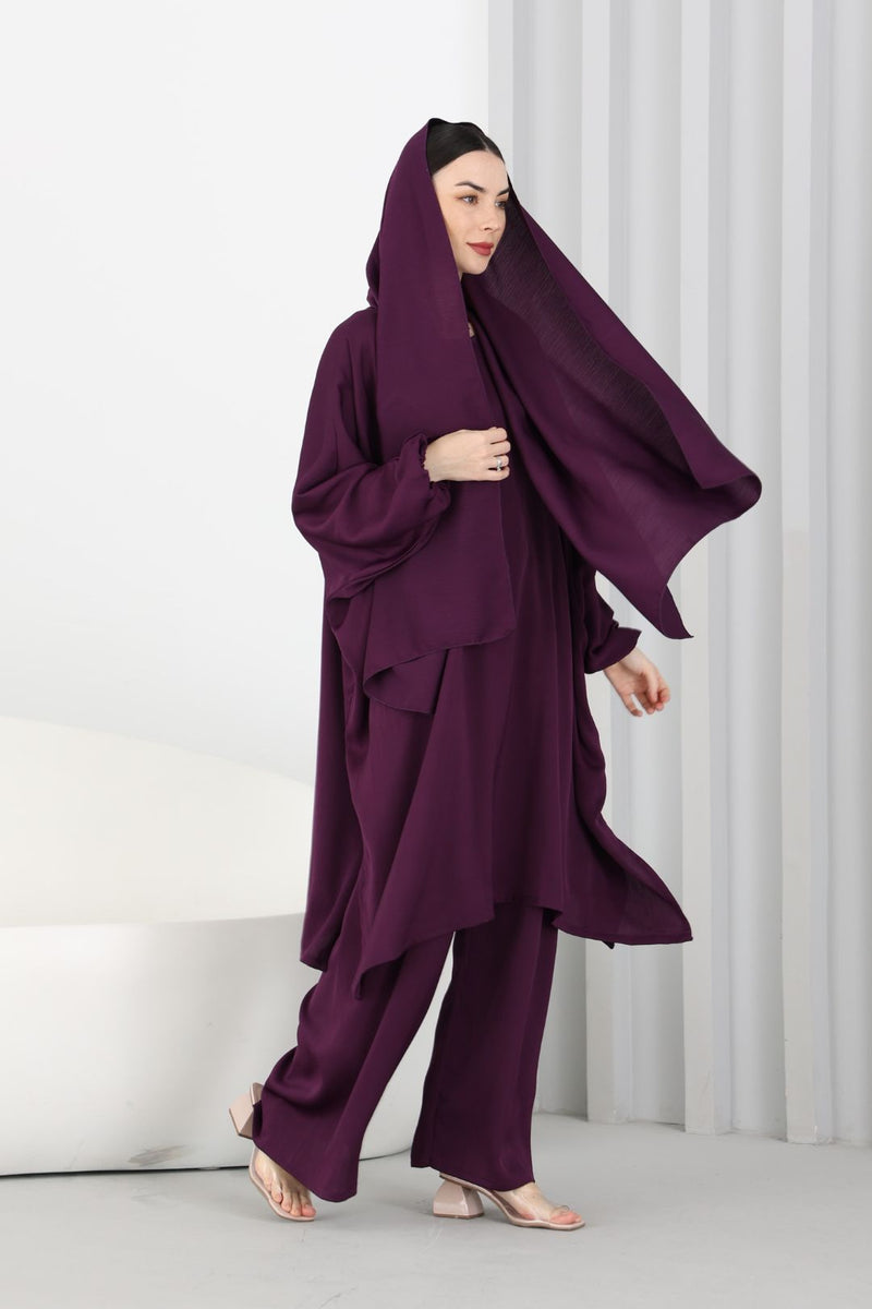 Azza Umrah Pants Set in Dark Purple