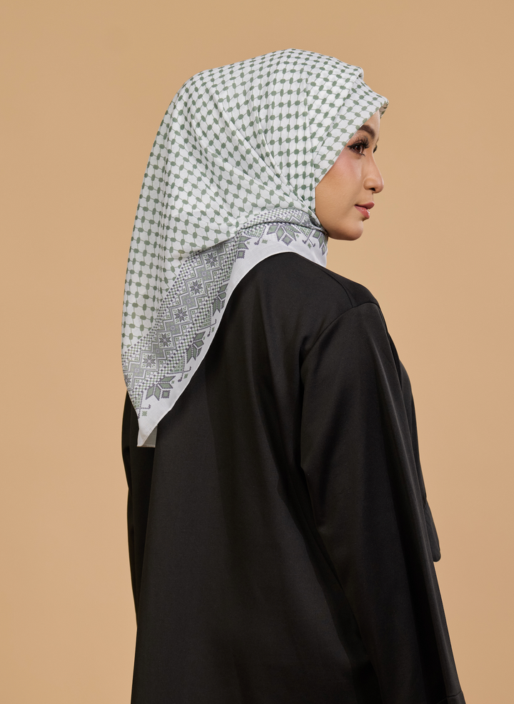 Tatreez Ghutra Square in Sage Green