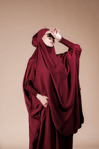 Jilbab Scallop Skirt Set in Maroon