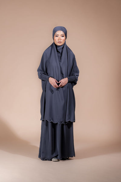 Jilbab Scallop Skirt Set in Metal Gun