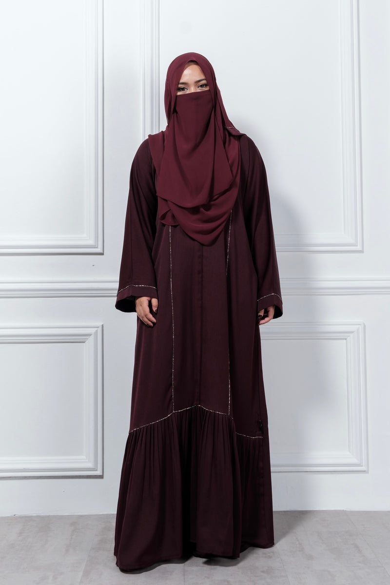 Mirna Dubai Abaya with Mermaid Pleats, Line Crystals, and Slimming Design