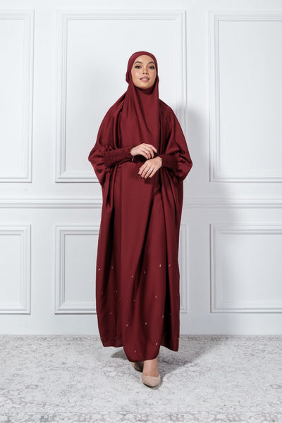 Jilbab Crystal Abaya in Maroon