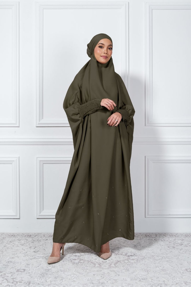 Jilbab Crystal Abaya in Olive