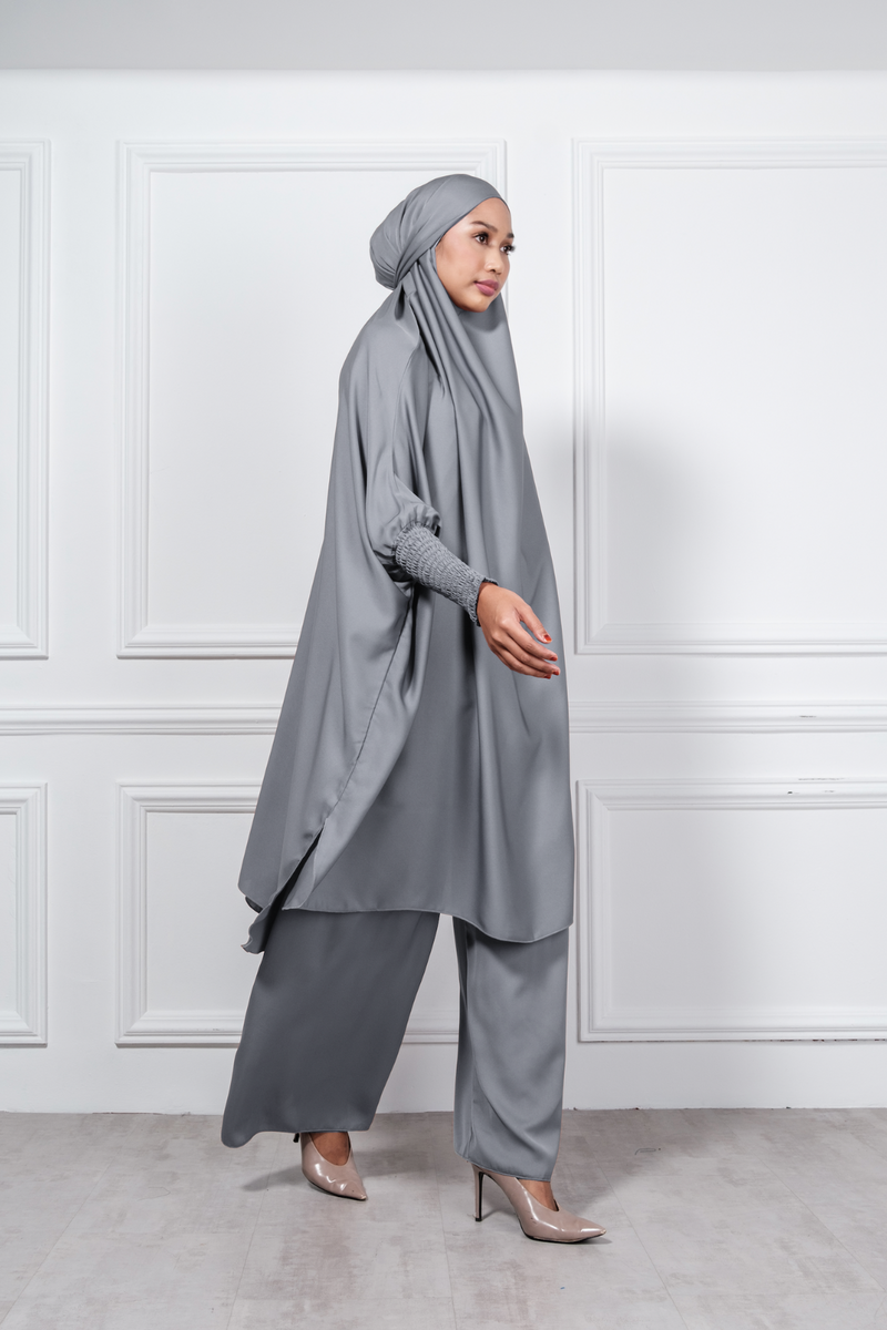 Jilbab Pants Set in Light Grey | By Marlena